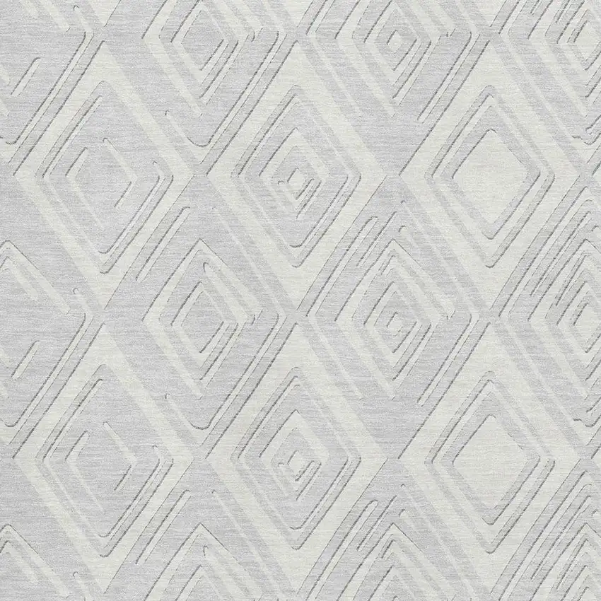 Silver And Ivory Geometric Washable Area Rug With UV Protection Photo 4