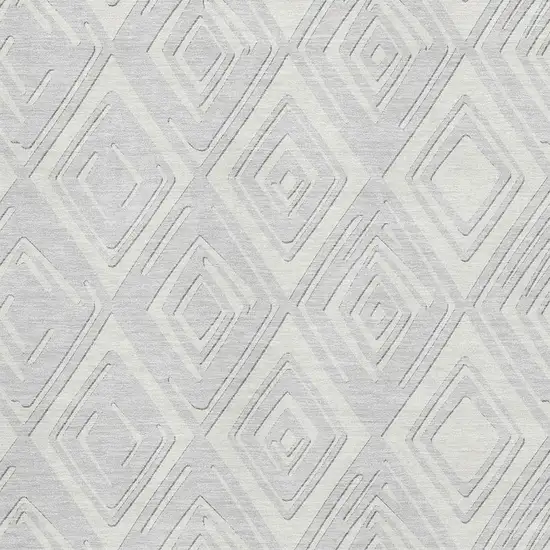 Silver And Ivory Geometric Washable Area Rug With UV Protection Photo 4