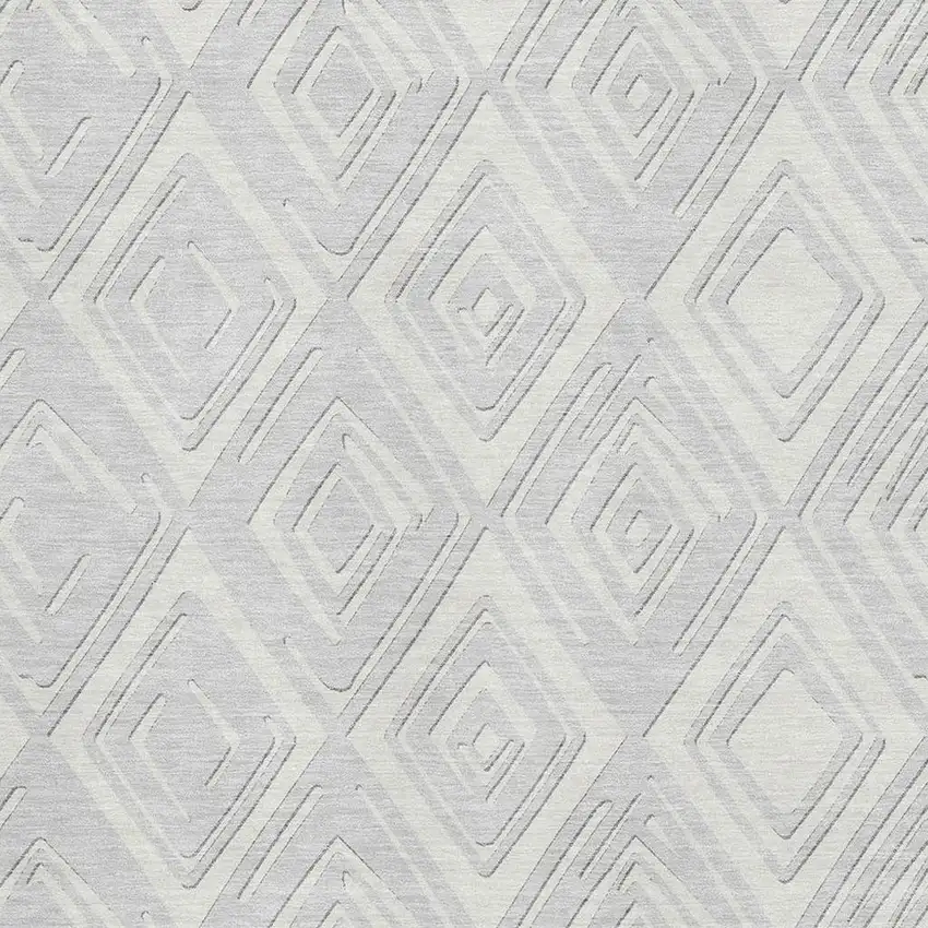 Silver And Ivory Geometric Washable Area Rug With UV Protection Photo 4