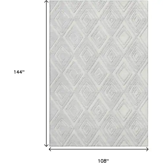 Silver And Ivory Geometric Washable Area Rug With UV Protection Photo 3