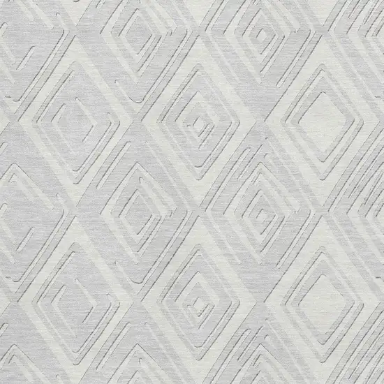 Silver And Ivory Geometric Washable Area Rug With UV Protection Photo 4