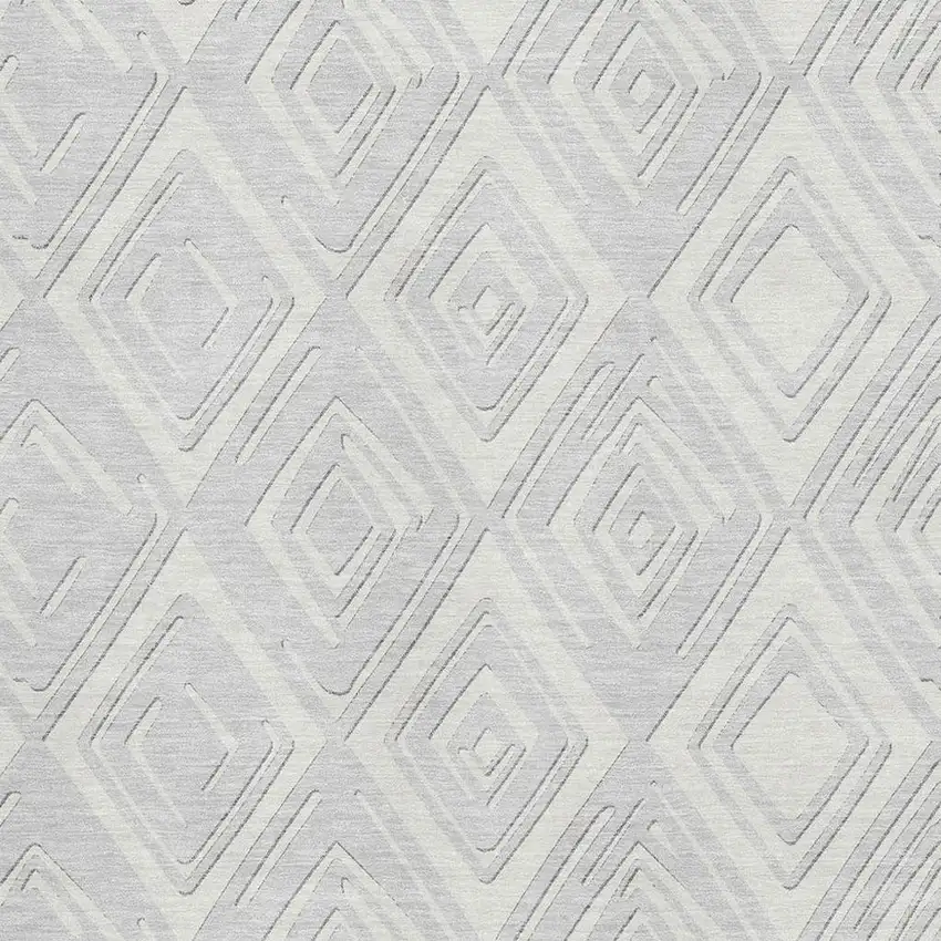 Silver And Ivory Geometric Washable Area Rug With UV Protection Photo 4