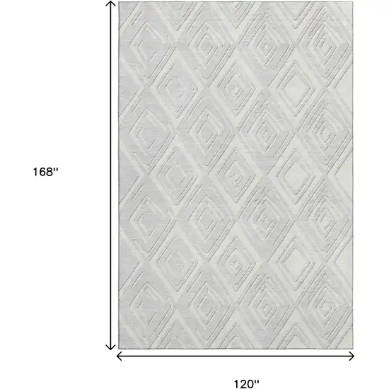 Silver And Ivory Geometric Washable Area Rug With UV Protection Photo 3