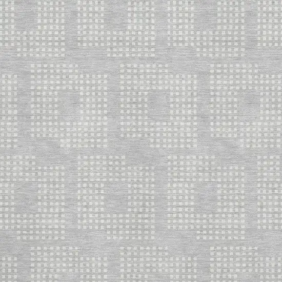 Silver And Ivory Geometric Washable Area Rug With UV Protection Photo 3