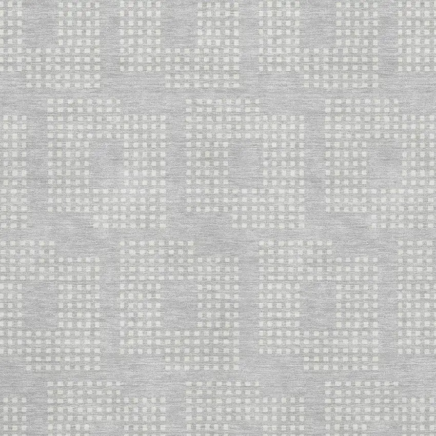 Silver And Ivory Geometric Washable Area Rug With UV Protection Photo 3