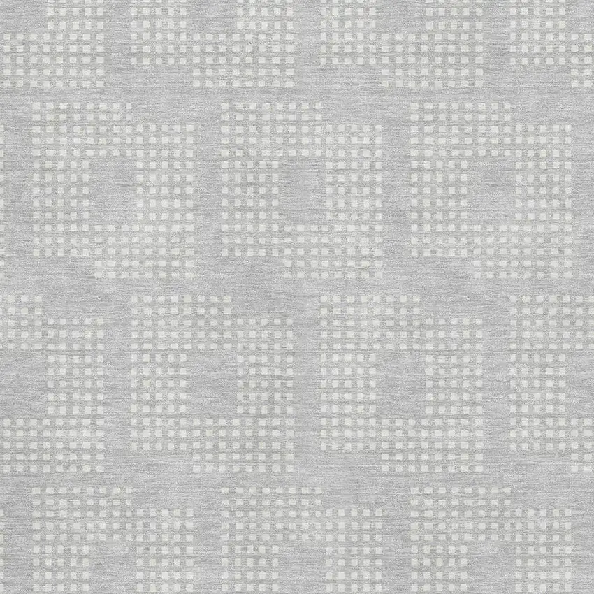 Silver And Ivory Geometric Washable Area Rug With UV Protection Photo 3