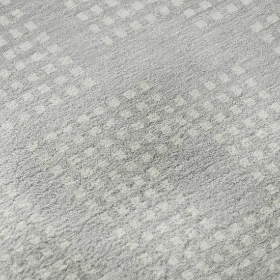 Silver And Ivory Geometric Washable Area Rug With UV Protection Photo 9