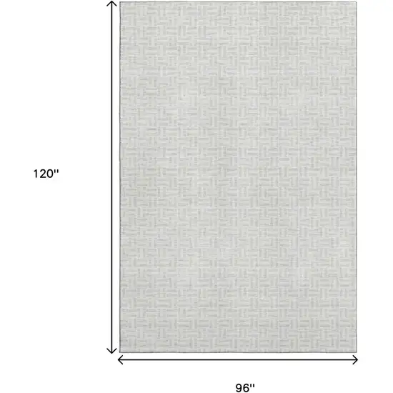 Silver And Ivory Geometric Washable Area Rug With UV Protection Photo 3