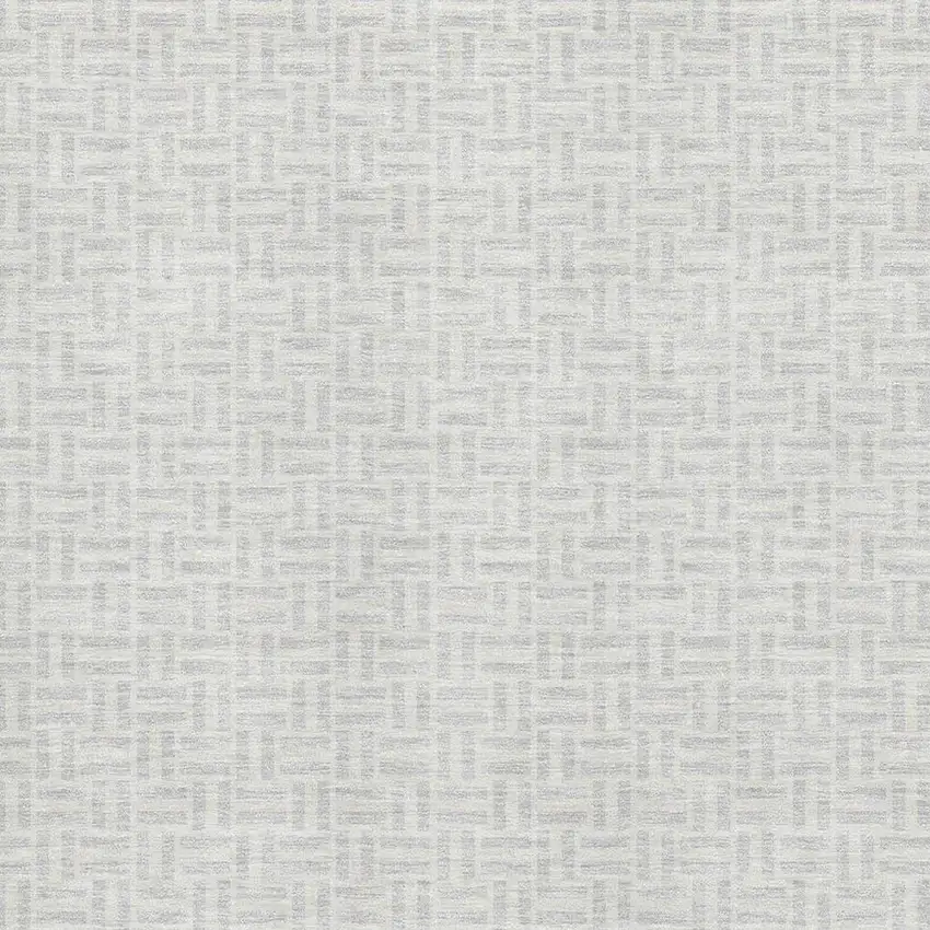 Silver And Ivory Geometric Washable Area Rug With UV Protection Photo 3