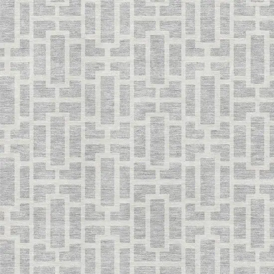 Silver And Ivory Geometric Washable Area Rug With UV Protection Photo 3