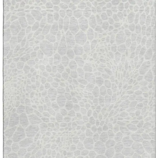 Silver And Ivory Geometric Washable Area Rug With UV Protection Photo 3