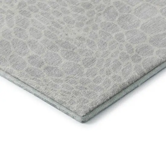 Silver And Ivory Geometric Washable Area Rug With UV Protection Photo 8
