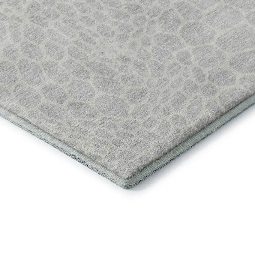Silver And Ivory Geometric Washable Area Rug With UV Protection Photo 8