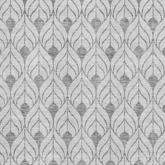 Silver And Ivory Geometric Washable Area Rug With UV Protection Photo 2