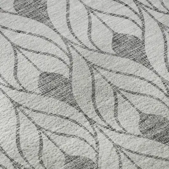 Silver And Ivory Geometric Washable Area Rug With UV Protection Photo 9