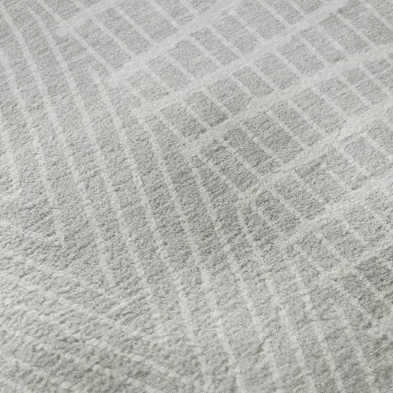 Silver And Ivory Geometric Washable Area Rug With UV Protection Photo 7