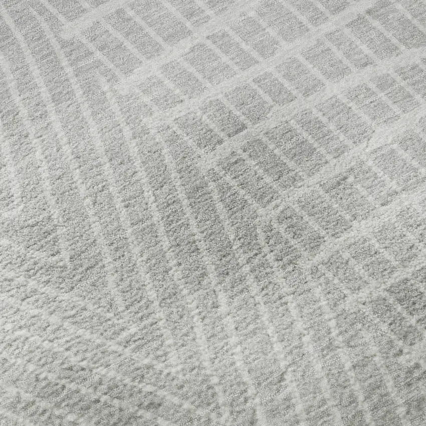 Silver And Ivory Geometric Washable Area Rug With UV Protection Photo 7