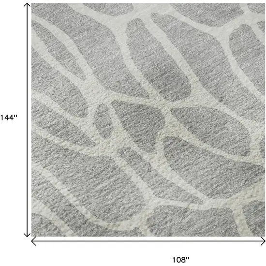 Silver And Ivory Geometric Washable Area Rug With UV Protection Photo 9