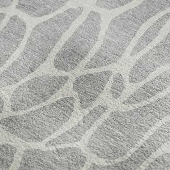 Silver And Ivory Geometric Washable Area Rug With UV Protection Photo 2