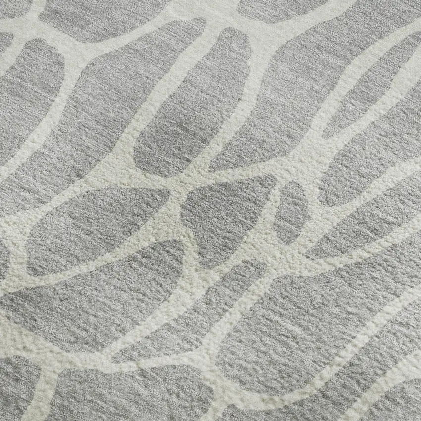 Silver And Ivory Geometric Washable Area Rug With UV Protection Photo 2