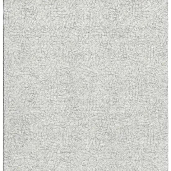 Silver And Ivory Geometric Washable Area Rug With UV Protection Photo 3