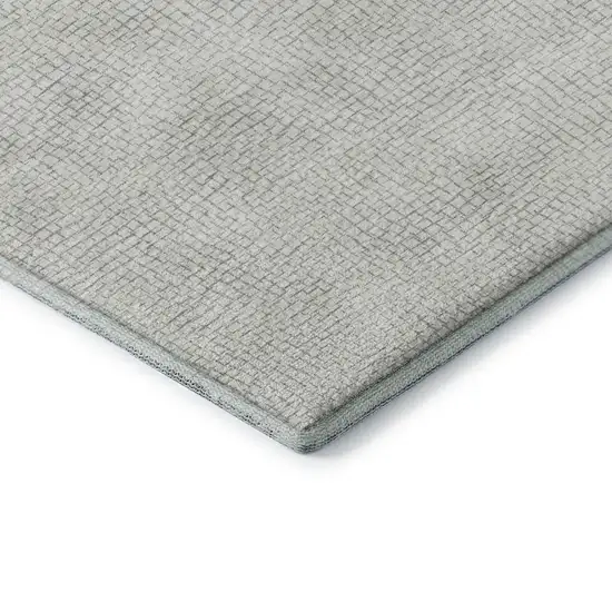 Silver And Ivory Geometric Washable Area Rug With UV Protection Photo 7