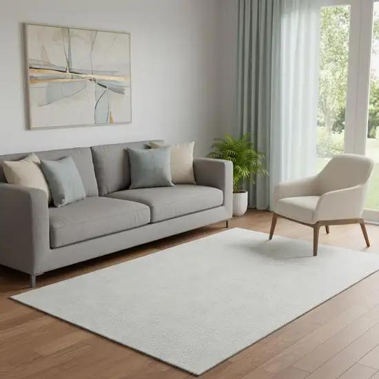 Silver And Ivory Geometric Washable Area Rug With UV Protection Photo 2