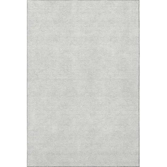 Silver And Ivory Geometric Washable Area Rug With UV Protection Photo 2