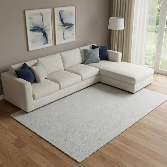 Silver And Ivory Geometric Washable Area Rug With UV Protection Photo 2