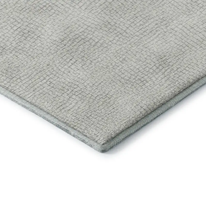 Silver And Ivory Geometric Washable Area Rug With UV Protection Photo 7