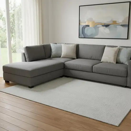 Silver And Ivory Geometric Washable Area Rug With UV Protection Photo 2