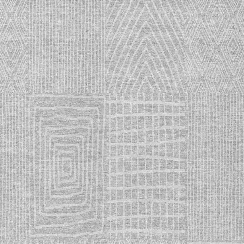 Silver And Ivory Geometric Washable Indoor Outdoor Area Rug Photo 5