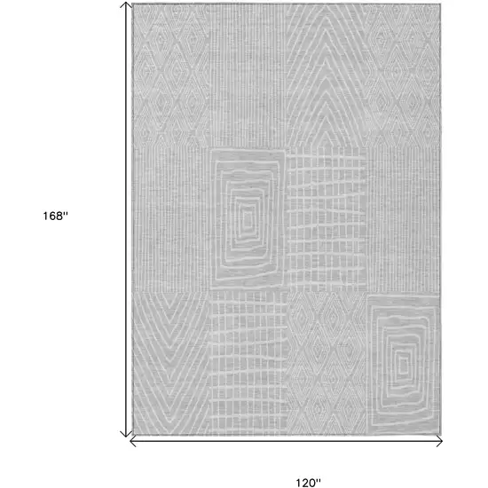 Silver And Ivory Geometric Washable Indoor Outdoor Area Rug Photo 3
