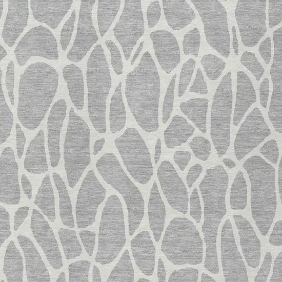 Silver And Ivory Geometric Washable Indoor Outdoor Area Rug Photo 6