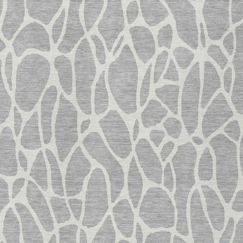 Silver And Ivory Geometric Washable Indoor Outdoor Area Rug Photo 6