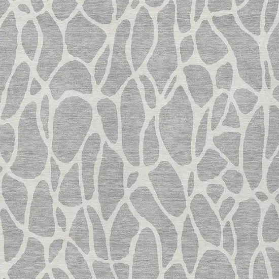 Silver And Ivory Geometric Washable Indoor Outdoor Area Rug Photo 6