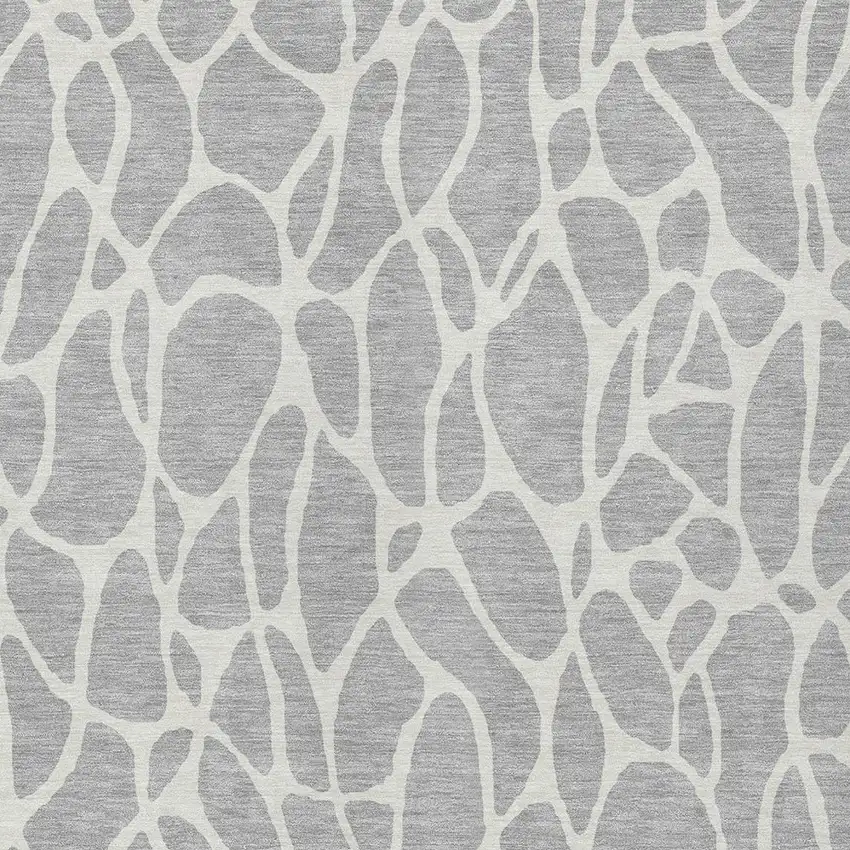 Silver And Ivory Geometric Washable Indoor Outdoor Area Rug Photo 6