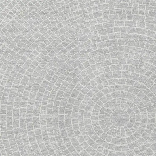 Silver And Ivory Geometric Washable Indoor Outdoor Area Rug Photo 2
