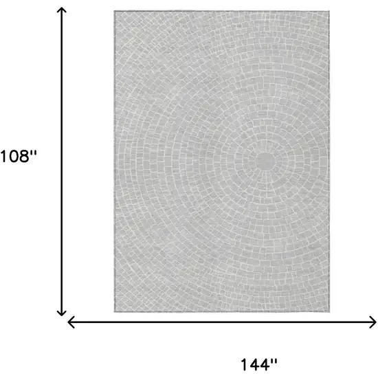 Silver And Ivory Geometric Washable Indoor Outdoor Area Rug Photo 6