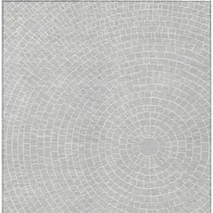 Photo of Silver And Ivory Geometric Washable Indoor Outdoor Area Rug