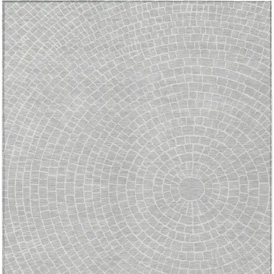 Silver And Ivory Geometric Washable Indoor Outdoor Area Rug Photo 3