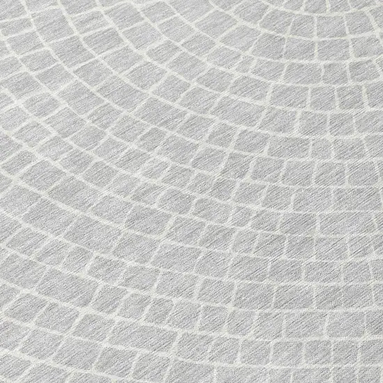 Silver And Ivory Geometric Washable Indoor Outdoor Area Rug Photo 9