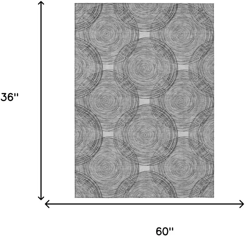 Silver And Ivory Geometric Washable Indoor Outdoor Area Rug Photo 7