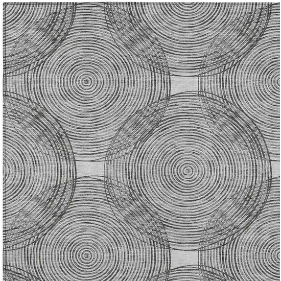 Silver And Ivory Geometric Washable Indoor Outdoor Area Rug Photo 3