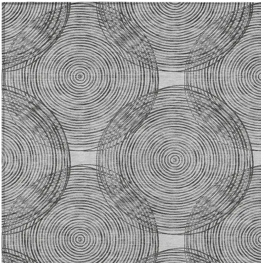 Silver And Ivory Geometric Washable Indoor Outdoor Area Rug Photo 3