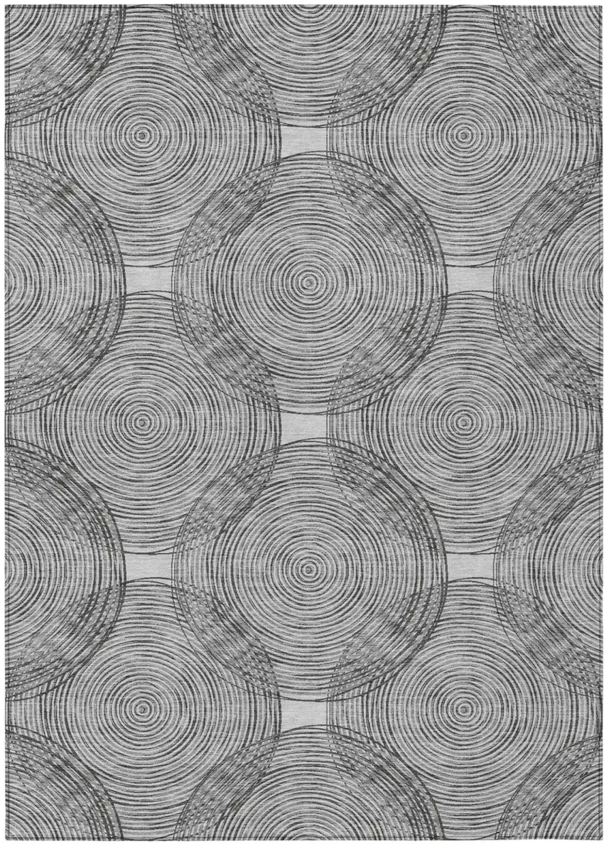 Silver And Ivory Geometric Washable Indoor Outdoor Area Rug Photo 2