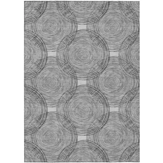 Silver And Ivory Geometric Washable Indoor Outdoor Area Rug Photo 2