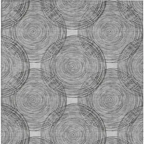 Silver And Ivory Geometric Washable Indoor Outdoor Area Rug Photo 4