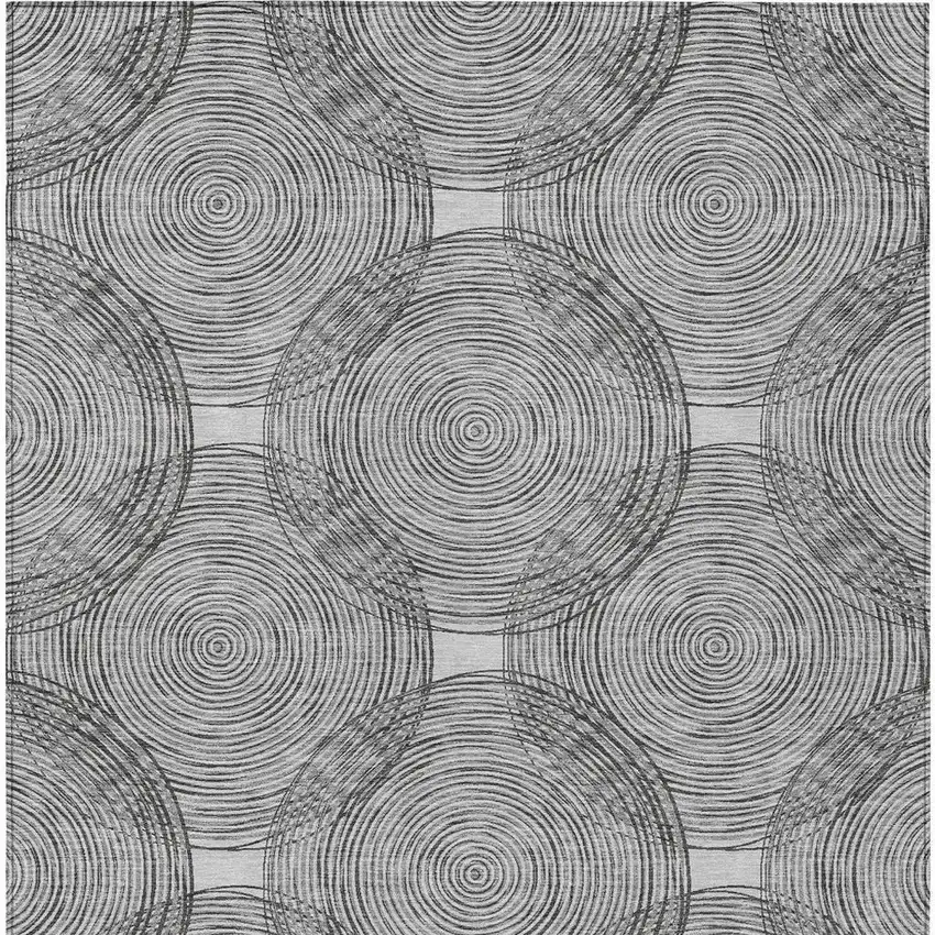 Silver And Ivory Geometric Washable Indoor Outdoor Area Rug Photo 4
