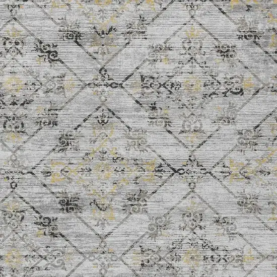 Silver And Ivory Geometric Washable Indoor Outdoor Area Rug Photo 5